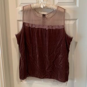 Ann Taylor Loft sleeveless mesh and velvet top